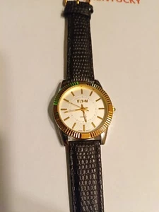 ETN 100 YEAR CELEBRATION WATCH - BLACK LEATHER BAND - NEW BATTERY - Picture 1 of 4