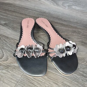 Jillian Michaels Heels Women 9 Y2K Silver Kitten Slide Sandals Floral - Picture 1 of 9