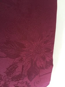 Country Living Christmas Holiday Deep Burgundy Red Poinsettia Tablecloth 60x 84" - Picture 1 of 7