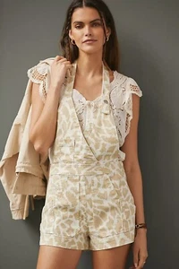 Anthropologie Maeve Gardeners Apron Shortalls Romper Neutral Women Size 6 - Picture 1 of 18