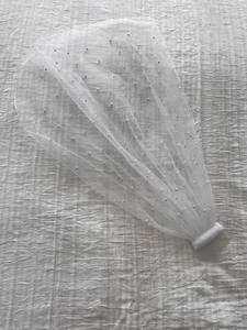 Velo de boda de novia peine de pelo de tul blanco despedida de soltera accesorio de perlas (1) - Imagen 1 de 4