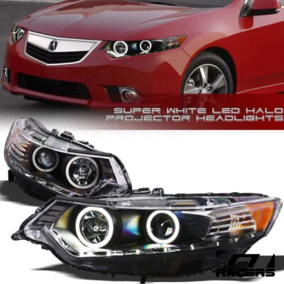 Faros proyectores LED halo blancos DRL negros mate para Acura TSX 2009-2014 HID Foto 1 de 4