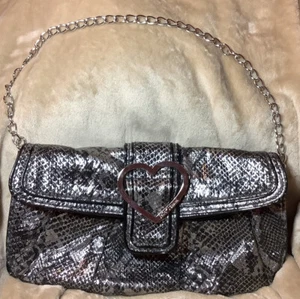 Betsey Johnson Black Metallic Python Convertible Clutch Purse New No Tags - Picture 1 of 5