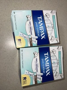 Tampax Algodón Puro 100% Orgánico 24 Tampones Regulares - 2 Cajas - 48 Total - Imagen 1 de 3