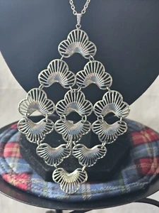 Vtg 1974 Sarah Coventry Signed Silver Tone Lotus Blossom 18" Adj  Articulated - Picture 1 of 17