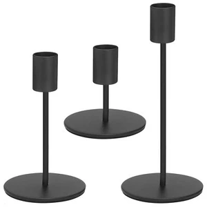 Set Of 3 Black Candlestick Holders Black Candle Holder Black Taper Candle Holder - Picture 1 of 7