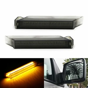 Smoked Sequential LED Under Side Mirror Turn Signal Lights For Ford F-150 - Picture 1 of 9