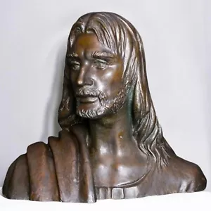 CRISTO BRONZO 15 KG XXL MEZZOBUSTO ANTICO 1900 GRANDE CHIESA ALTARE RELIQUIA EX - Foto 1 di 20