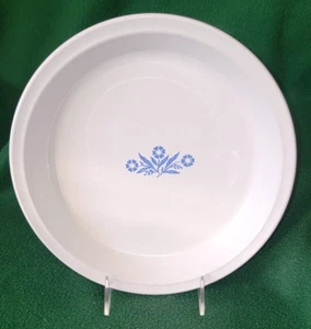Plato de pastel de aciano azul Corning Ware blanco vintage 9 - 10" COMO NUEVO - Imagen 1 de 4