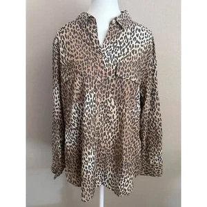 Chico’s Damen Bluse Leopardenmuster Langarm Knopfleiste - Gr. 3 - Bild 1 von 9