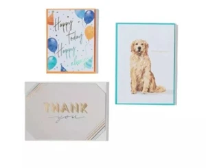 New Papyrus Birthday Cards Set of 3 Golden Retriever Thank You Embellished NEW - Picture 1 of 9