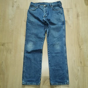 Wrangler Jeans Mens W34 L32 Blue Denim Regular Fit Straight Leg Zip - Picture 1 of 11