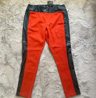 Nuevo con etiquetas Pantalón Ashley Stewart Pull On Imitación Cuero Borde Stretc Naranja Talla 18/20 Plus Foto 1 de 4