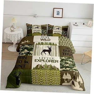 Deer Camouflage Comforter Size, Buffalo Deer Rustic Bedding Set Twin Multi 15 - Picture 1 of 8