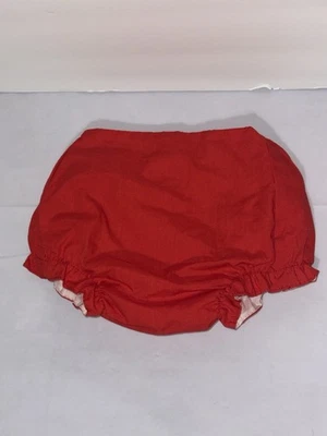 Cubierta de pañal forrada de plástico vintage pantalones de bebé rojo con volantes apertura de pierna 6-9 meses Foto 1 de 4