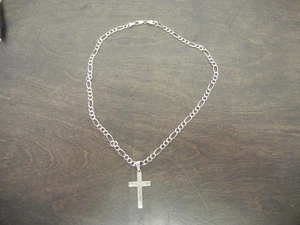 Sterling Silver 925 18" Chain with Cross Pendant Total Weight is 15.6 Grams - Picture 1 of 8