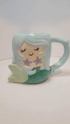 Taza con forma de sirena Seafoam "Besos de sirena deseos de estrellas de mar"   Foto 1 de 4