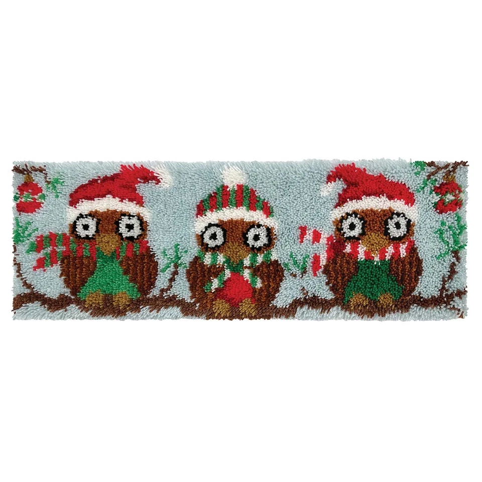 Herrschners® Winter Owls Trio Bench Pillow Latch Hook Kit - Image 1 of 1