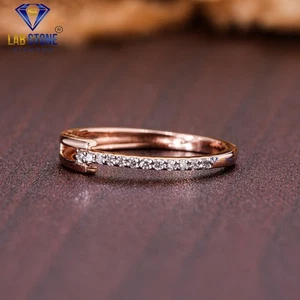 0.07 TDW Round Cut Diamond 18K Rose Gold Ring Unique Band Labstone - Picture 1 of 5