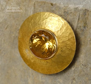 Anhänger Gleiter mit goldgelbem Citrin 925 Silber Rund 12,4g Second Hand Schmuck - Bild 1 von 9