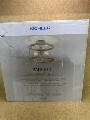 KICHLER Barrett 14 in. 2-Light Hallway Convertible Flush Mount Ceiling Light - Image 1 of 3