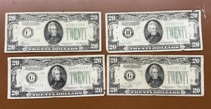 1934 $20 Federal Reserve Note Twenty Dollar Bill Lot Of 4 Notes - TCCCX - Picture 1 of 10