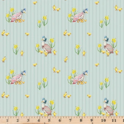 Peter Rabbit & Friends Duck Stripe Blue CD15862 Cotton Fabric By half yard - Image 1 of 4