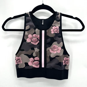 Ultracor Altitude Sports Bra Crop Top Womens M Grey Camo Pink Floral Preppy Gym - Picture 1 of 5