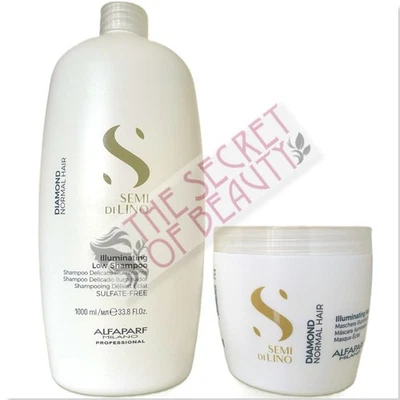ALFAPARF Semi Di Lino Diamond Illuminating Shampoo 1000 ml and Mask 500ml - Image 1 of 4