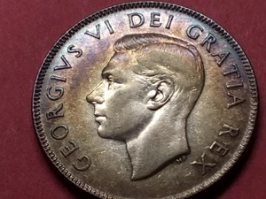 1952 Canada 50c Coin 80% Silver-Last year George VI - Picture 1 of 5
