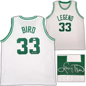 BOSTON CELTICS LARRY BIRD AUTOGRAPHED WHITE JERSEY BECKETT BAS STOCK #203448 - Picture 1 of 7