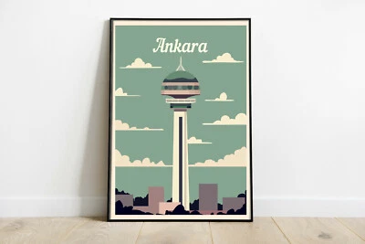 Ankara travel poster, Ankara retro wall print, Turkey vintage travel print, gift - Image 1 of 3