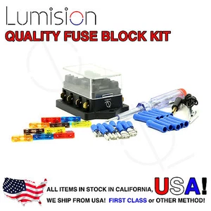 4 Port Way Fuse Block Lumision Kit Ready to Install Automotive Car Boat Marine - Picture 1 of 11