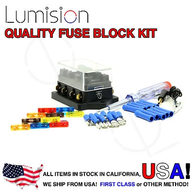 4 Port Way Fuse Block Lumision Kit Ready to Install Automotive Car Boat Marine - Image 1 of 4