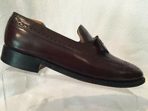 Johnston Murphy Aristocraft Burgunderrot Leder Quaste Lange Flügel Halbschuh Herren 8 D/B - Bild 1 von 12