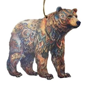 Handgefertigtes großes Ornament Majestätischer Bär aus Holz Made in USA - Bild 1 von 5