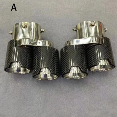 For BMW 3 Series 330 335 340 Carbon Fiber Car Exhaust Tail Pipe Dual End Tip HRT - Image 1 of 4