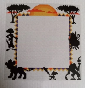 Cross Stitch "LION KING BORDER FRAME" pattern ~ DISNEY, Simba, Rafiki, Timon - Picture 1 of 1
