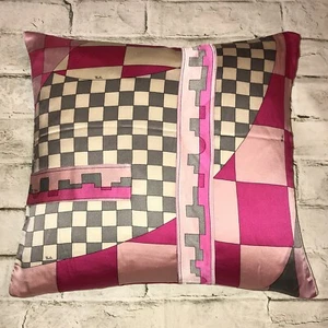 Emilio Pucci 100% Silk Multicolor Geometric Design Throw Pillow Cover Only 16x16 - Picture 1 of 13