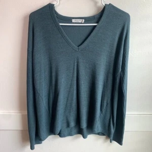 Rag & Bone Teal V-Neck Long Sleeve Shirt Size Small - Picture 1 of 8