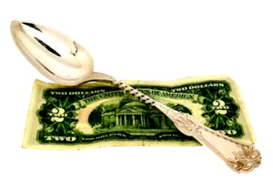 Antigua moneda de colección firmada James Watts plata ornamentada elegante cuchara para servir - Imagen 1 de 7