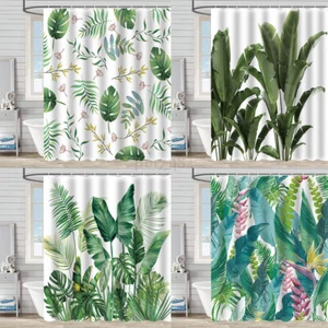2025 NEW Floral Leaves Waterproof Showe Curtain Extra Long Fabric Bathroom - Picture 1 of 65