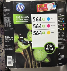 HP 564XL Tri-color Inkjet Combo Pack - Sealed New - Expired 25 Sheets - Picture 1 of 5