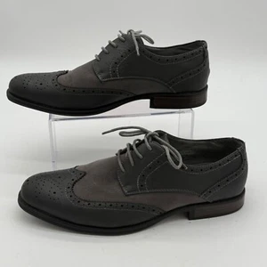 Alpine Swiss Wingtip Oxford Dress Shoes Suede Leather Lace Up Gray size 10 - Picture 1 of 8
