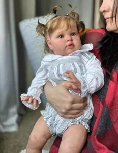 22" Toddler Girl Rooted Hair Reborn Baby Dolls Ellie Handmade Realistic Toy GIFT - Bild 1 von 2