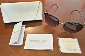 Michael Kors Magnolia Sunglasses - Metal Cat-Eye Frame - Black with Gold Accents - Picture 1 of 4