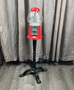 Vintage 1985 Carousel Red Cast Iron Glass Gumball Machine W/ Stand - Picture 1 of 9