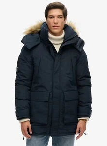 Superdry Everest XPD Parka Hooded Jacket Padded Winter Coat Faux Fur Hood Large - Picture 1 of 5