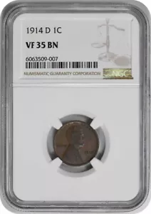 1914-D Lincoln Cent VF35BN NGC - Picture 1 of 2