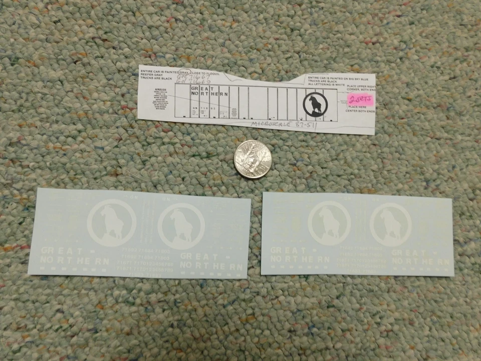 Microscale decals HO Great Northern Airslide ptd grey- 2 sets K41 - Image 1 of 1